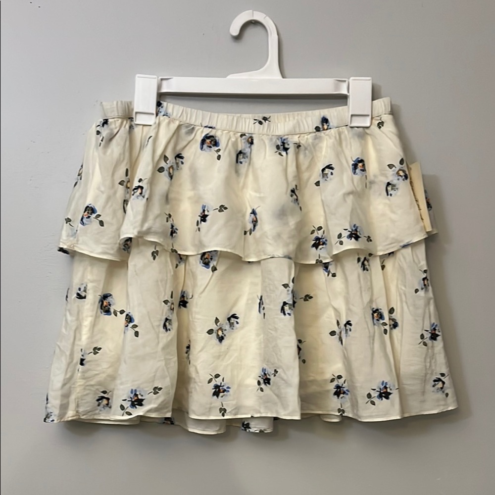 Universal Thread Cream Mini Skirt with Ruffled Tiers